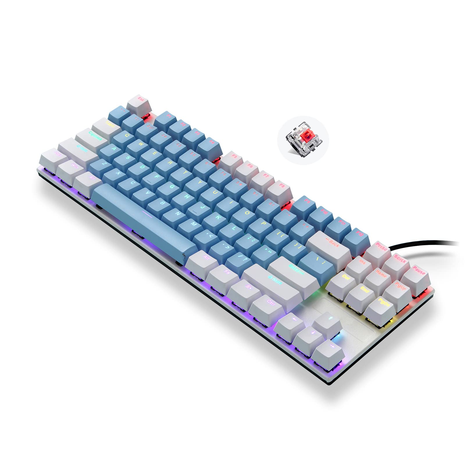 Amazon | ゲーミング キーボード 87 キー メカニカル シャフト付き 青